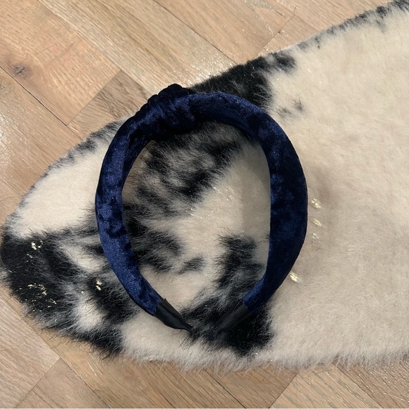 Headband Trio - Red Satin Weave - Navy Velvet - Skinny White w/ Gold Leaf - Picture 4 of 7